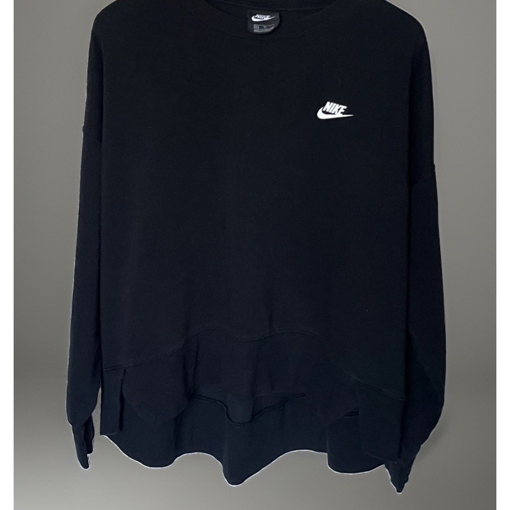 Nike Women's XL Black Relaxed Crewneck High-Low Sweatshirt Oversize Sportswear
